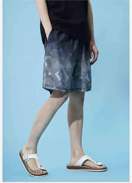 Xiaomi мужские градиентные Пляжные штаны с рисунком модные быстросохнущие обесцвечивающиеся Повседневные Дышащие шорты с принтом - Цвет: Black grey