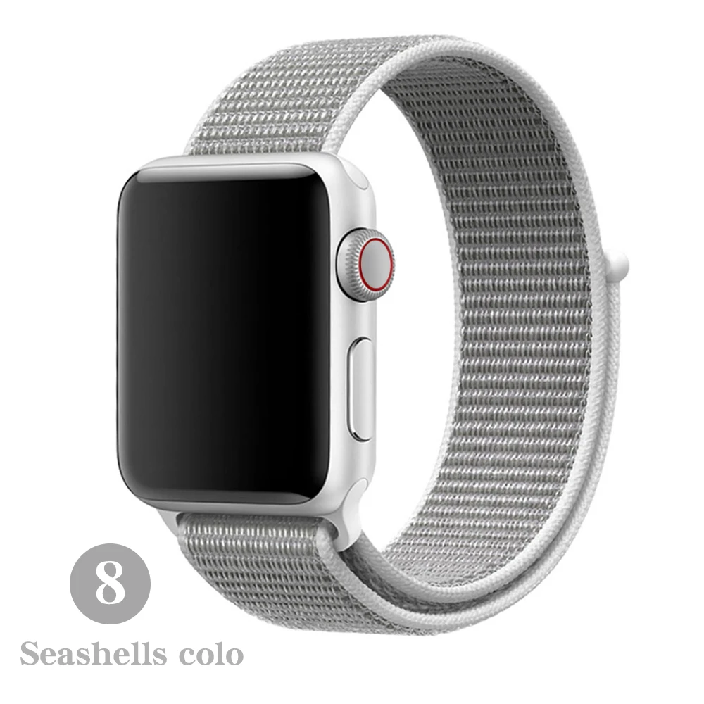 Seashell Тканый нейлоновый ремешок для apple Series 5, ремешок для часов 42 мм, 44 мм, 38 мм, 40 мм, спортивный нейлоновый браслет для iwatch 4/3/2/1 - Цвет ремешка: Seashell