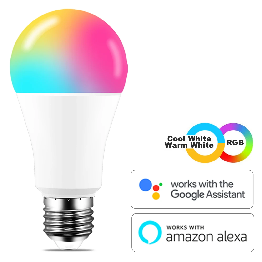 Умная Светодиодная лампа E27 с Wi-Fi работает Яндекс Алисы Alexa Google Assistant голосовое