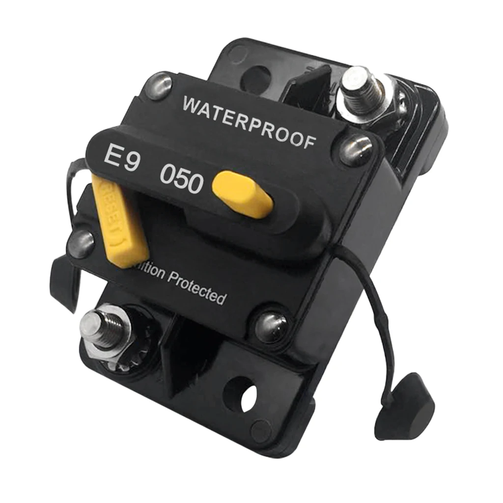 50Amp Waterproof Circuit Breaker with Manual Reset for Amps Protection Marine Trolling Motors Boat ATV Manual Power 12V-24V DC