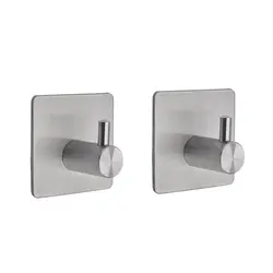 2Pcs 304 Stainless Steel Strong Self Adhesive Door Wall Hangers Hooks Suction Heavy Load Rack Cup Sucker for Kitchen Bathroom