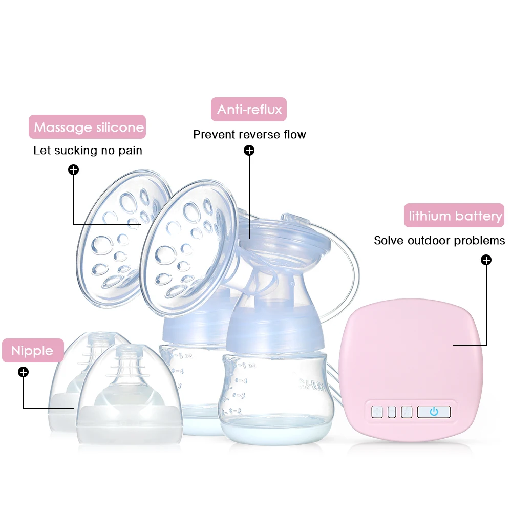 Двойной Электрический молокоотсос с 150 мл Детская Бутылочка для молока USB для грудного вскармливания мягкие массажные подушечки и соска для кормления