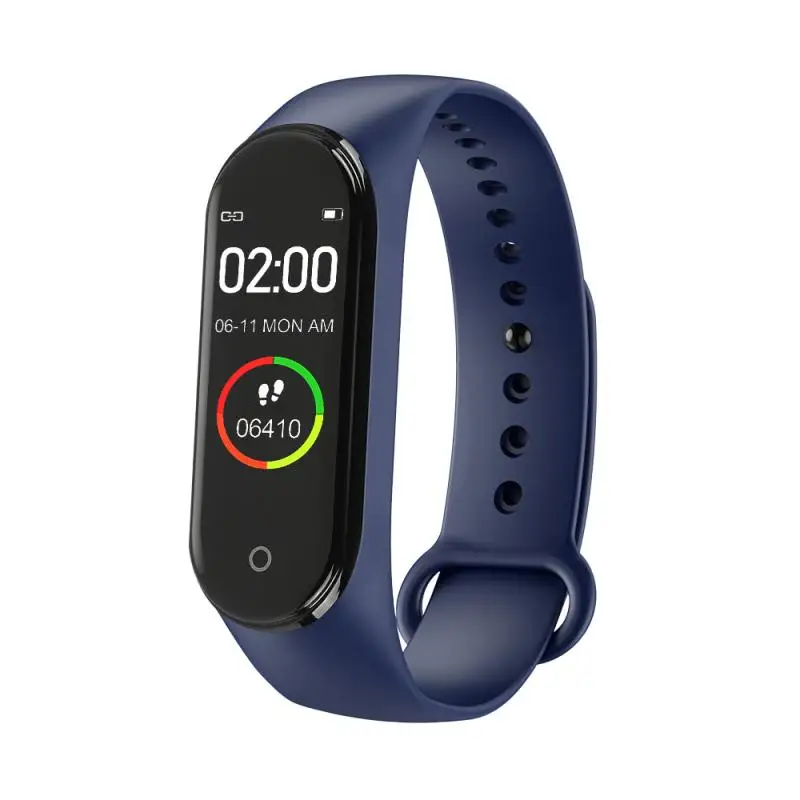 Спортивные Смарт-часы M4, IP67, водонепроницаемые, умные часы, кровяное давление, монитор сердечного ритма для женщин и мужчин, фитнес-браслет с зарядным устройством - Цвет: blue