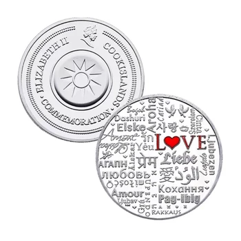 

Silver Plated Cook Island Valentine's Day Coin Collection Souvenir Challenge Art Crafts Lover Couple Gifts Home Decoration