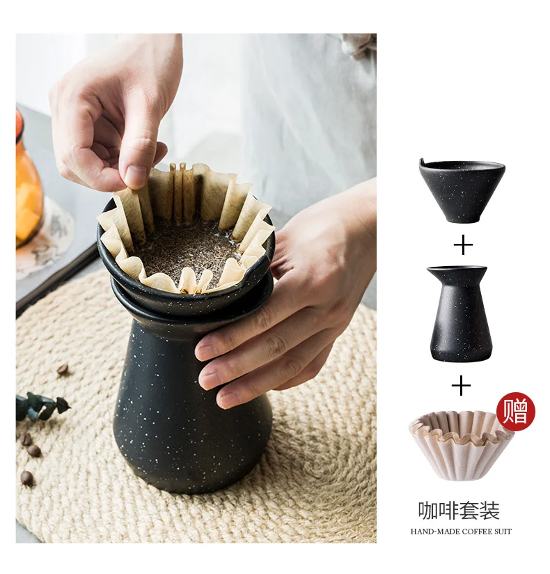 Керамическая Кофеварка Mocha Latte, кофейник, воронка, геометрическая форма, ручка, чашка, Кофеварка с фильтром для кофе, бумага