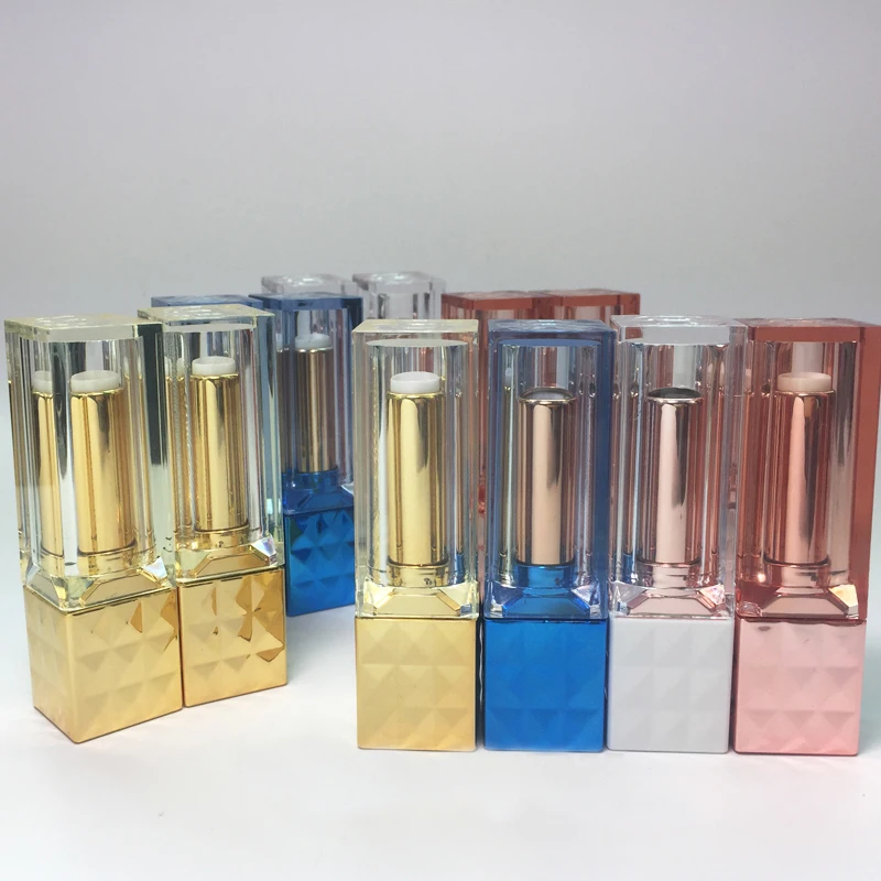 10pcs30pcs50pcs White Suqare Empty Lip Balm Tube, Plastic Blue Lipstick Package,DIY Gold Lip Rouge Bottle,Pink Lip Makakeup Tool