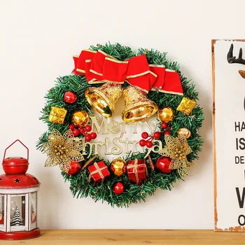 

Christmas Wreath Decorative Garland Arrangement Christmas Ornament Wreath 30CM Bow Christmas Decoration decoracion Red Gold bell