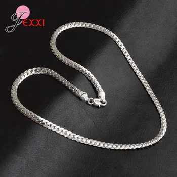 

925 Sterling Silver Necklace Popular Curb Chains Link Men Women Choker S925 Silver Male Female Fashion Accessories High Quality