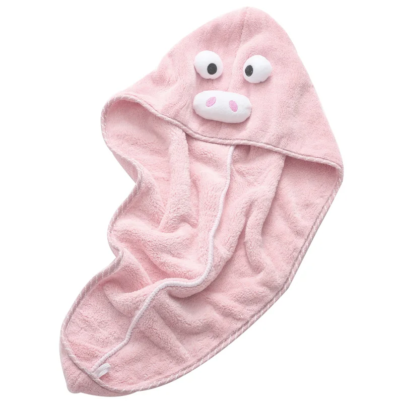 Pink pig Шапочка для душа из кораллового флиса, микрофибра, быстрый фен для ванной, шапка для волос, женское полотенце для головы, шапочка для купания, аксессуары для ванной комнаты - Цвет: Pink pig