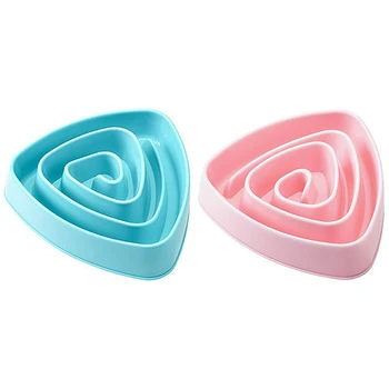 

2Pcs Slow Feeder Dog Bowl,Bowl Feeder Interactive Bloat Stop Dog Bowl, Puzzle Bowl - Blue & Pink