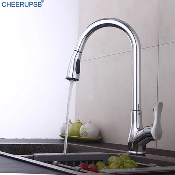 

Kitchen Pull Down Faucet Deck Mount Stream Sprayer Water Faucets Hot Cold Flexible Mixer Tap Luxury Modern Crane Sink Taps Grifo