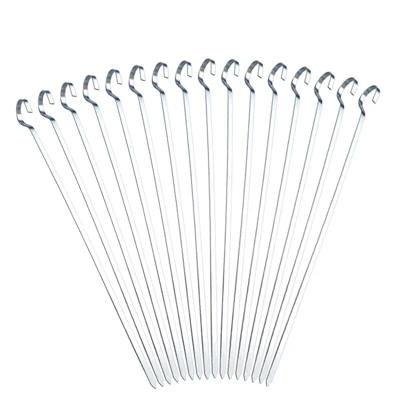 30cm/11.81" Resuable Stainless Steel Barbecue Skewers BBQ Needle Grill Shish Kabob Sticks Flat Meat Tools BBQ Forks Accessories