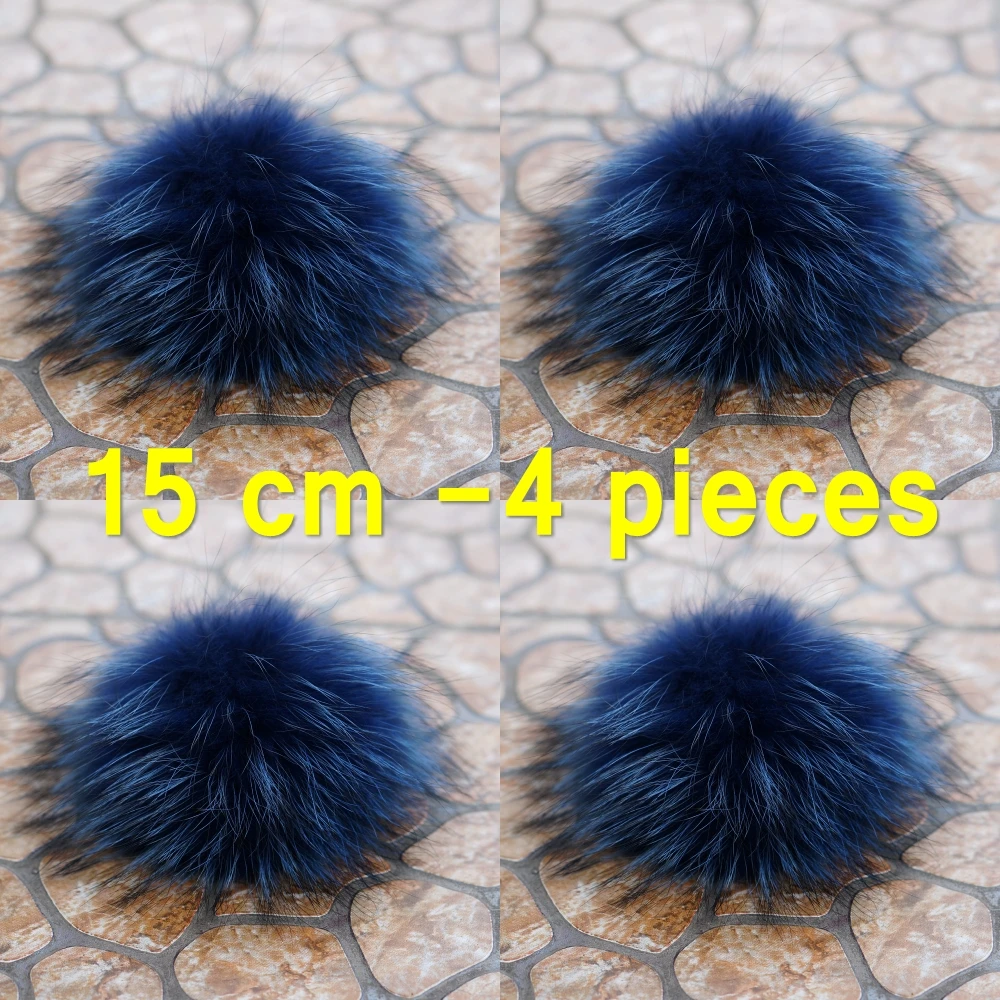 15CM Большой размер 15 см DIY настоящие помпоны из лисьего меха енота шарики-Помпоны натуральный мех помпон для шляпа и Сумка Обувь шарфы аксессуары - Цвет: 15CM