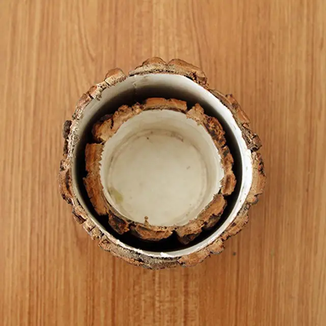 Vintage Kerek Asztal Dekoráció Növényi Edény Stílusú Fa Asztali Virágcserepek Hamis Kéreg Zamatos Növények Tartály - Image 3