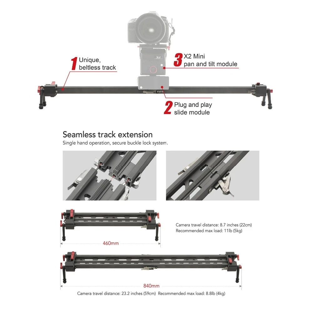 iFootage Shark Slider Mini camera slider extendable video dolly track Portable for DSLR Camcorders Motor 3 Axis optional