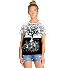 Unisex Aesthetic Summer Women T Shirt Inverted Tree 3D Print Casual Tshirt O Neck Short Sleeve T-Shirts Tops Clothing Camiseta
