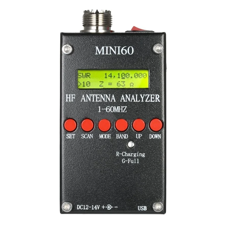 

Mini60 1-60MHz HF SWR Antenna Analyzer Meter For Ham Radio Hobbists V0T5