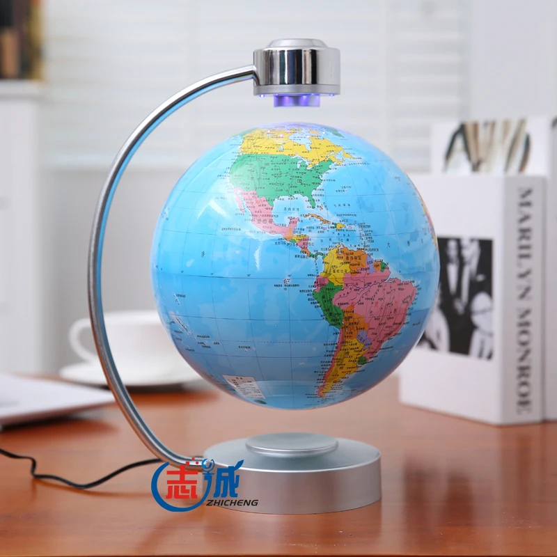 8 Inch Electronic Magnetic Levitation Floating Globe World Map with LED Lights for Boyfriend Christmas Gift Home Decoration