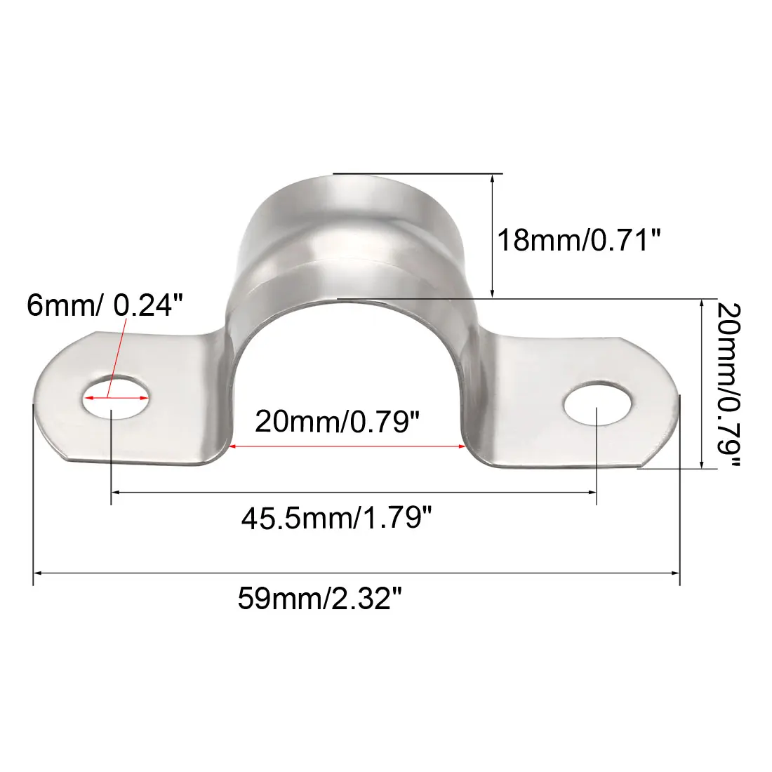 uxcell 5-200pcs 20mm 25mm 27mm 32mm 35mm 40mm Rigid Pipe Strap 304 Stainless Steel 2 Holes Clamps Straps