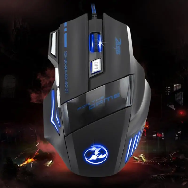 ZELOTES T-80 USB Проводная 5500 dpi Регулируемая оптическая игровая мышь с подсветкой