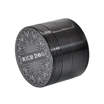 

RICH DOG Aluminum 63MM 4 Layer Herb Grinder Black Tobacco Grinder Sharp Diamond Teeth Crusher Miller Metal Accessories