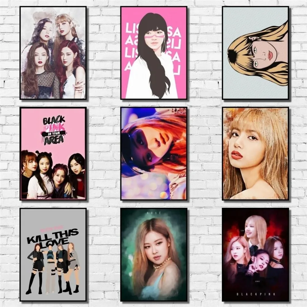 Black-Pink-Poster-Whitepaper-KPOP-Poster-Art-Painting-Abstract-Fancy-Wall-Sticker-for-Coffee-House-Bar