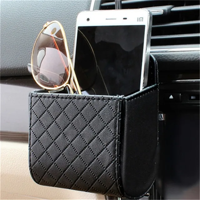 Car Outlet Vent Seat Back Tidy Storage Box PU Leather Coin Bag Case Pocket Organizer Hanging