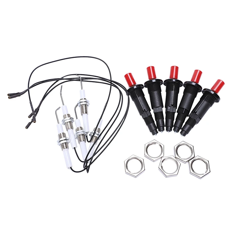 

New Hot Gas Grill Push Button Kitchen Lighter Piezo Ignition Kit Universal Threaded Plug 5Pcs