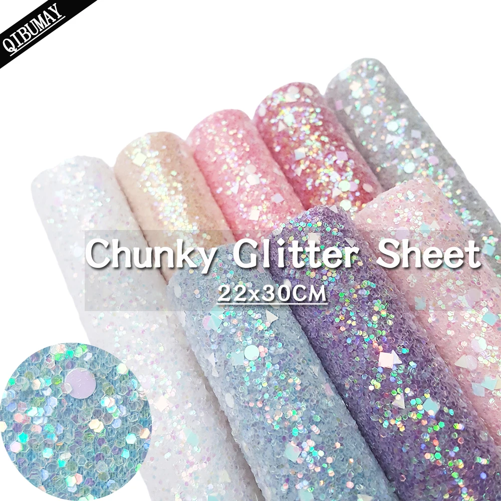 Leather Fabric 22*30cm Chunky Glitter Fabric Soft Synthetic Leather Shiny Bow Materials DIY Earring Bags Accessories A4 Hairbow Decoration
