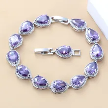 Очаровательный Фиолетовый циркониевый 925 пробы серебряный браслет здоровье модные ювелирные изделия для женщин шкатулка для ювелирных изделий SL82