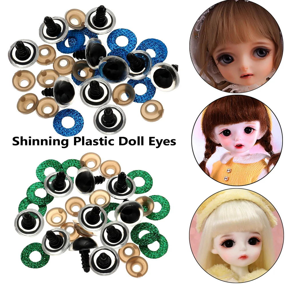 10PCS 16/18/20/24mm Doll Glitter Safety Eyes Findings Stuffed Toys Round Plastic Hard Washer Clear Plush Doll Triangle Eyes plastic safety eyes,safety eyes,doll accessories,doll accessories toys