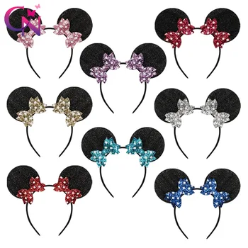 

CN 8 Pcs/lots Mouse Ear Sequins Hair Band For Girls Gradient Glitter BowKnot Headband Fashion Headwear Kids Hair Accessories