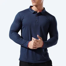 Spor hızlı kuru gömlek erkekler kadınlar Golf masa tenisi gömlek spor koşu tişörtü uzun kollu yaka spor giyim gömlek spor(China)