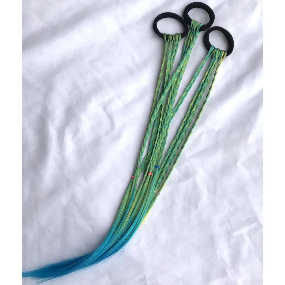 Green blue Новинка; эластичная резинка для волос для девочек; резинка для волос; аксессуары для волос; парик; конский хвост; повязка на голову; детский Плетеный головной убор; заколка для волос - Цвет: Green blue