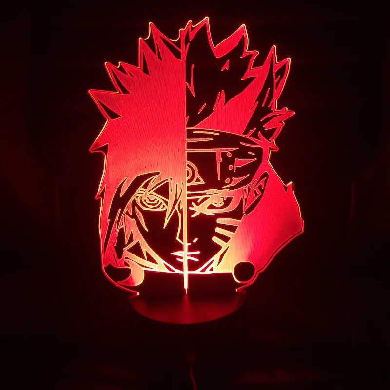 Светодиодный ночной Светильник аниме «Наруто» для детей с героями мультфильмов Какаси из аниме «Как у героя мультфильма Саскэ Сакура японское аниме Манга дружбы комиксов Сенсор лампа Ночной светильник 3d лампа - Испускаемый цвет: naruto Sasuke