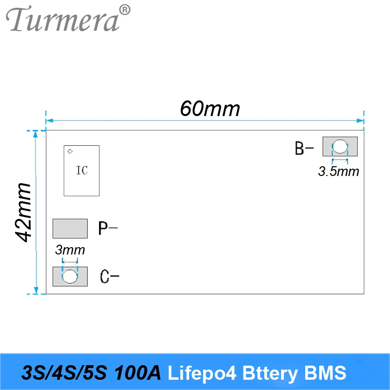 Turmera 3S 4S 5S 100A BMS for 32650 32700  Lifepo4 Battery Protection Board with Balance Module for 10.8V 14.4V 18V Screwdriver Battery for Electric Boat Uninterrupted Power Supply 12V Car Battery 06
