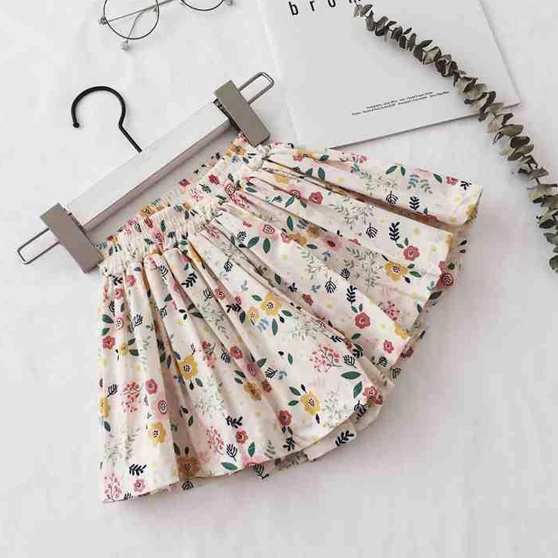 2-7Y Girls Flower Shorts Summer Clothes Cotton Wide-Leg Pants Baby Small Floral Culottes Children's Clothing kids shorts,kids trousers