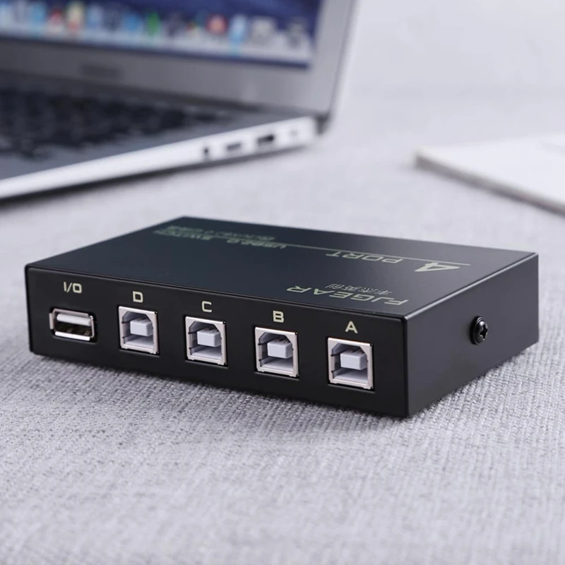 Металлический Usb 2,0, 4 порта, распределительный переключатель, селектор, коробка, концентратор, распределительный переключатель, адаптер для ПК, сканер, принтер, хорошее качество, аксессуар