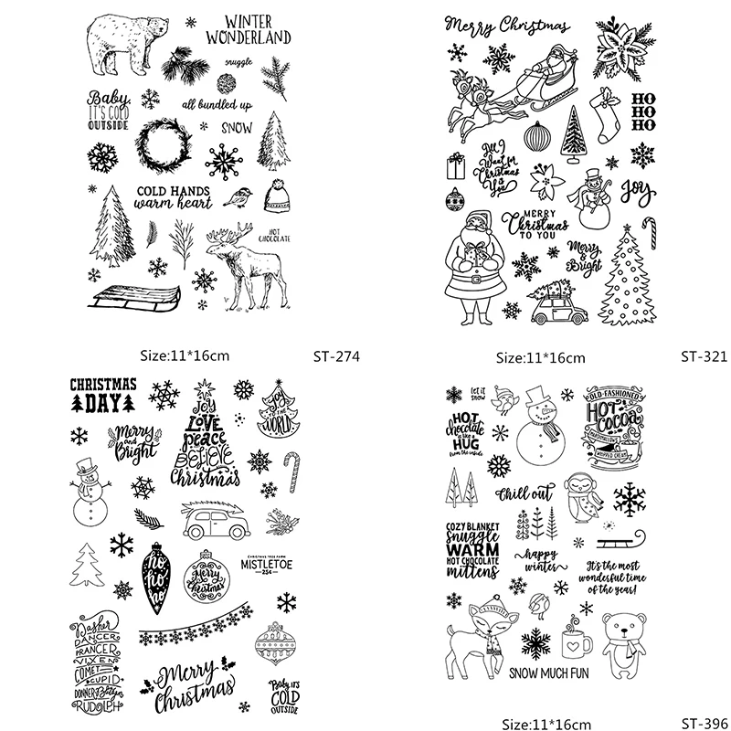 

AZSG Happy Christmas Style Clear Stamps/Seals For DIY Scrapbooking/Card Making/Album Decorative Silicone Stamp Crafts
