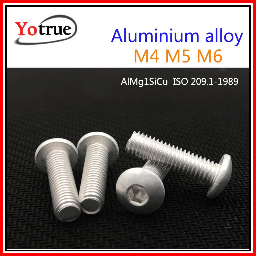 30-100 шт/партия M4/M5/M6* L из алюминиевого сплава с круглой головкой Винты со шляпкой из чистого алюминия полукруглые с углублением на плоскоконической головке винт
