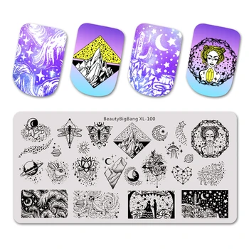 

BAUTYBIGBANG Star Moon Points Design Stamp For Nails Accessoires Starry Sky Stencil Nail Stamping Plates Nail Art Tool