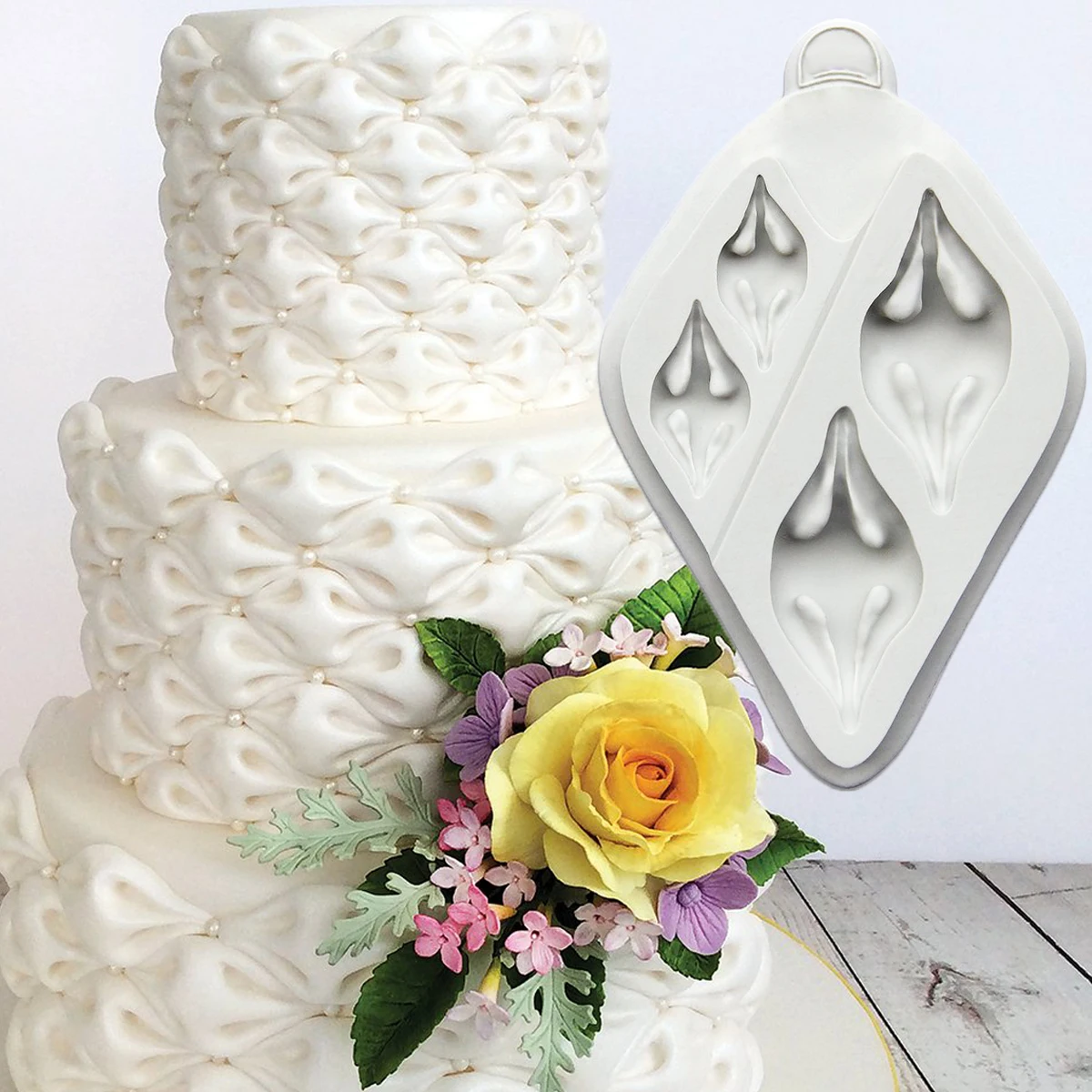 Floral Border Silicone Mold Flower Bouquet Pattern for Cake Decorating