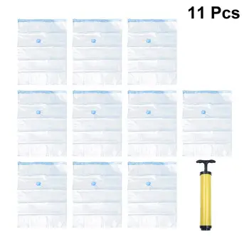 

10pcs Storage Bags Reusable Sealing Vacuum Compression Heavy Duty Vacuum Compress Bag Storage Bags Space Saver with Handpump