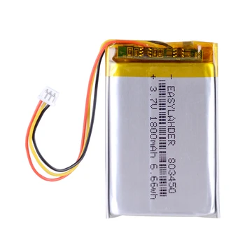 리튬 폴리머 LiPo 충전식 배터리, JST 1.25mm 3 핀, MP3 DVD 패드 카메라 GPS Corsair Void Pro 803450, 3.7V 1800mAh