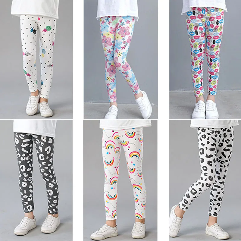 Girls Leggings for Kids Rainbow Print 
