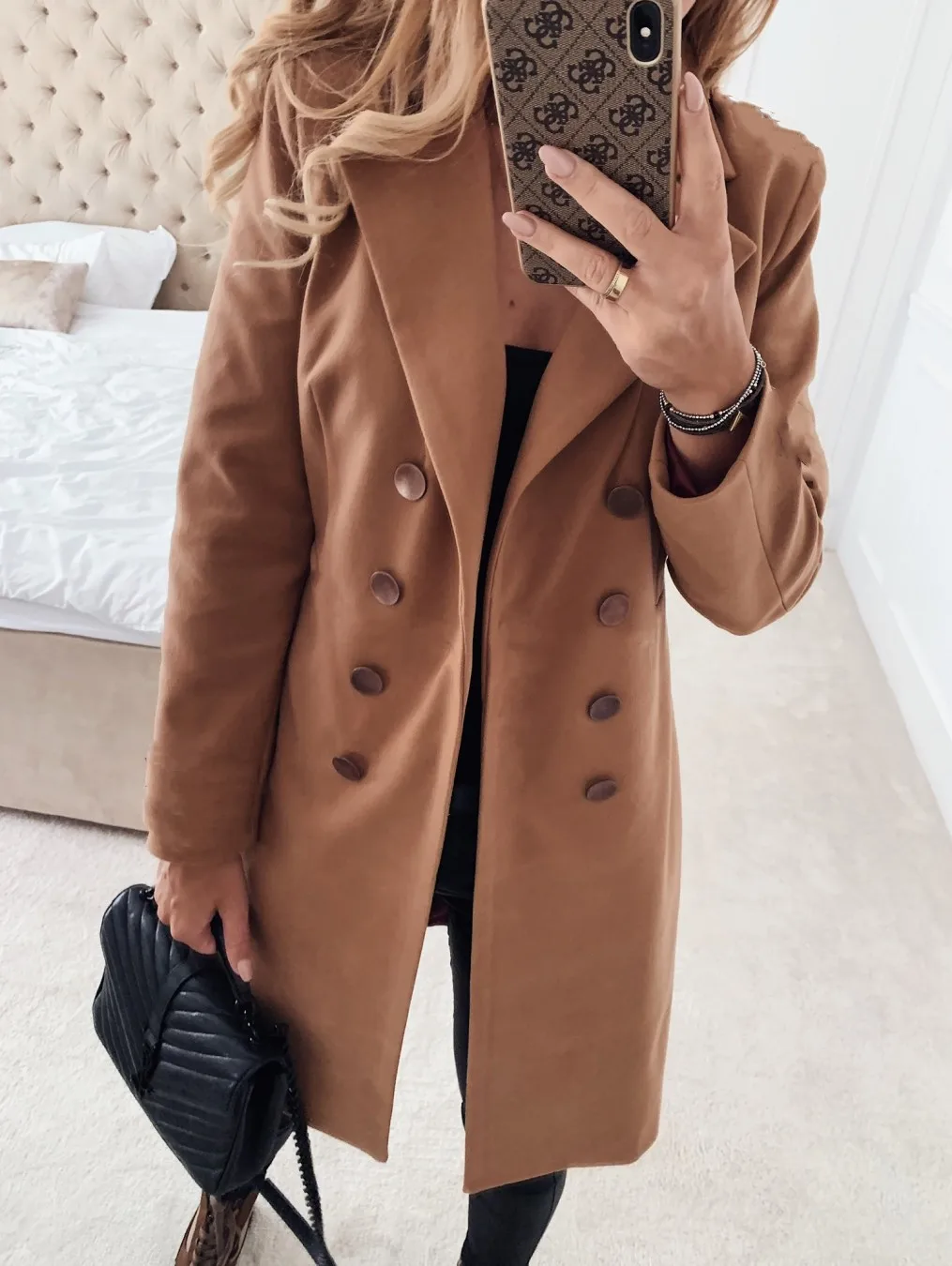 Winter Coats and Jackets Women Double Breasted Long Coat Plus Size Warm Black Blazer Jacket Korean Elegant Vintage Coat Female - Цвет: Khaki