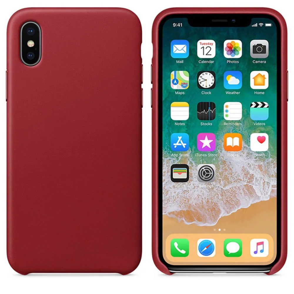 1:1 Официальный чехол из натуральной кожи для iphone 7 8 plus X XS XR XS MAX чехол из натуральной кожи с розничной посылка - Цвет: Розовый