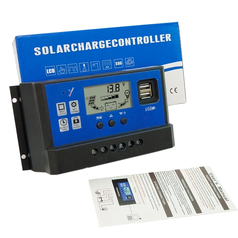 Контроллер солнечной зарядки 60A 50A 40A 30A 20A 10A PWM 12V24V солнечный регулятор с ЖК