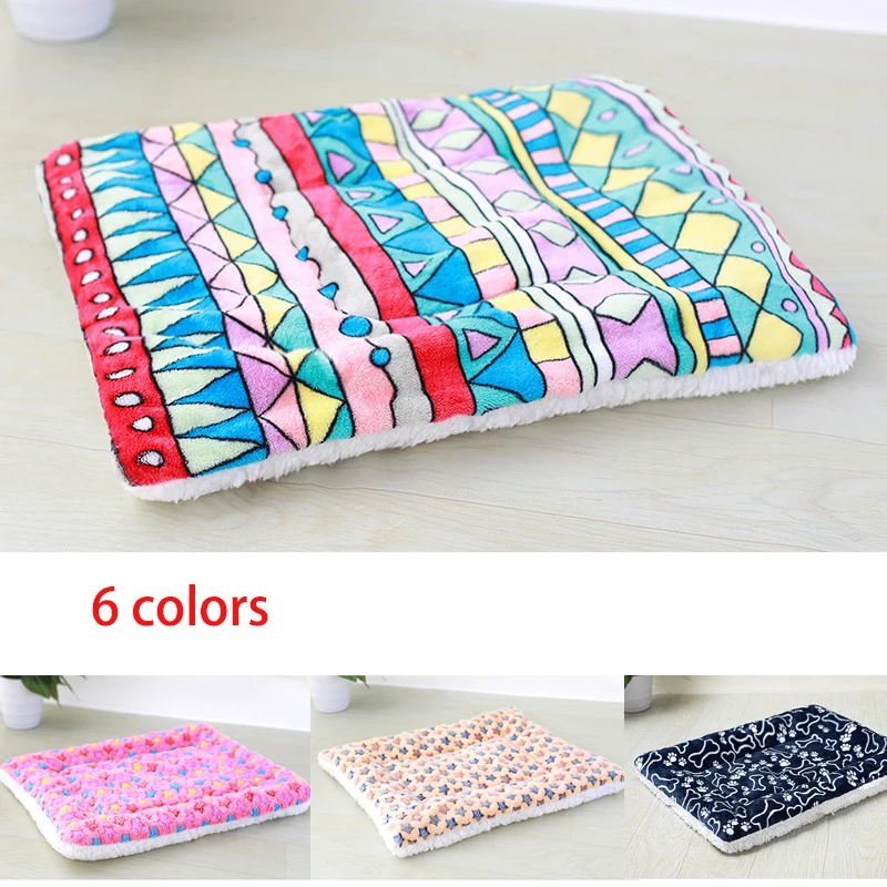 Dog Bed Pet Winter Soft Thickened Fleece Print Pet Blanket for Small Dogs Cats Sleeping Cover Dual Sofa Cushion Pet Supplies