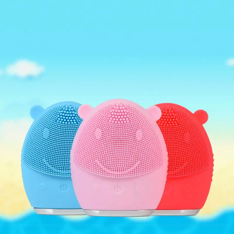 Ultrasonic Skin Scrubber Remove Blackhead Pore Cleanser Mini Face Cleaning Brush Electric Washing Brush Massage Machine - Color: Pink